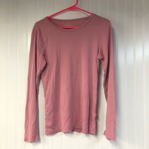 J Crew Perfect Fit Women's Pink Long Sleeve Top Crewneck Solid Large Cotton